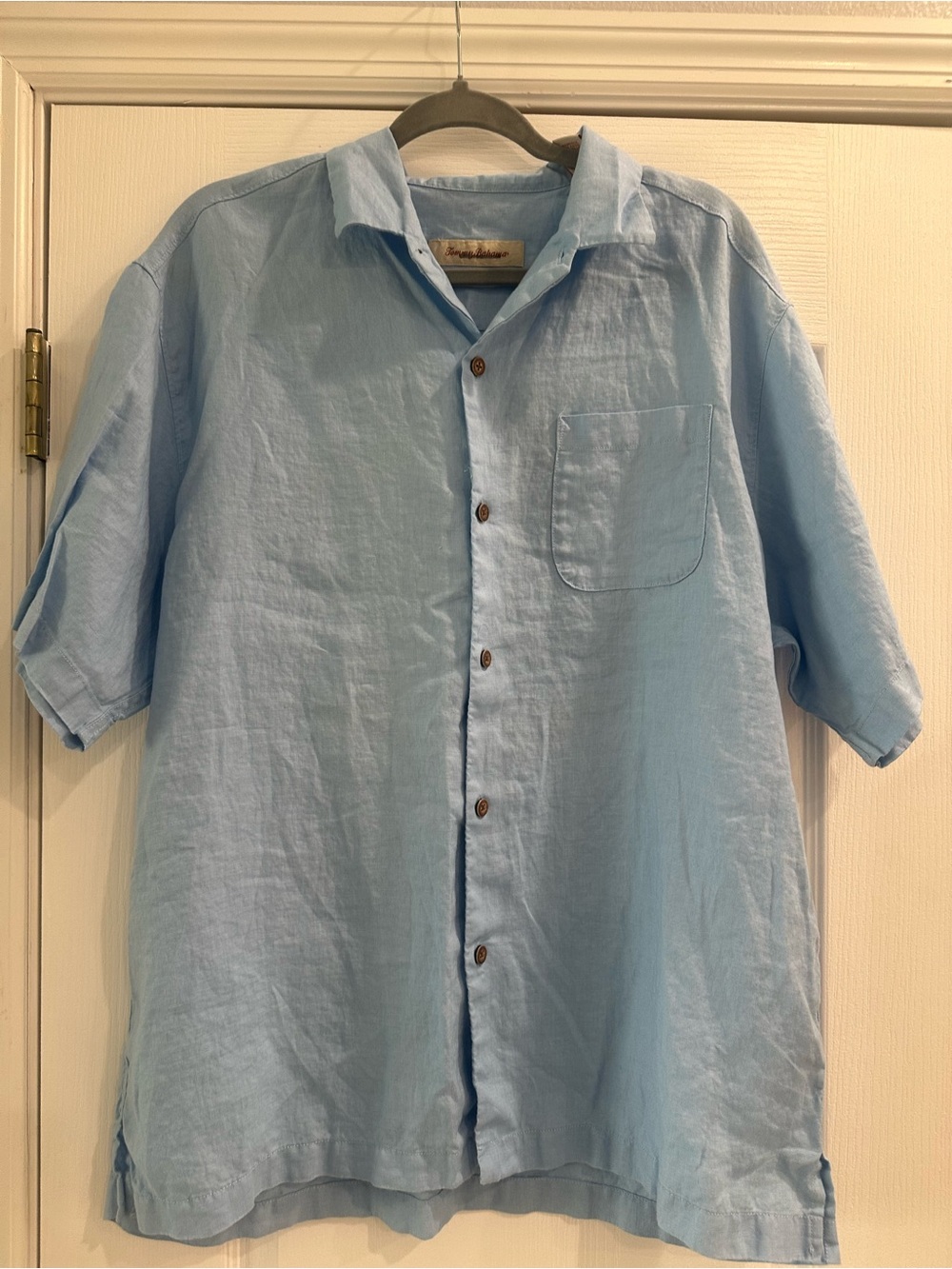 Tommy Bahama Light Blue Short-Sleeve Linen Button-Down Shirt